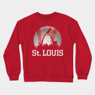 Vintage St Louis City Skyline Baseball At Gameday Crewneck Sweatshirt